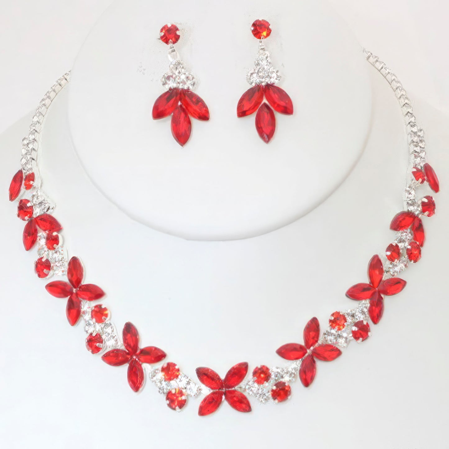 Rhinestone Crystal Necklace And Earring Set - Tigbuls Variety Fashion