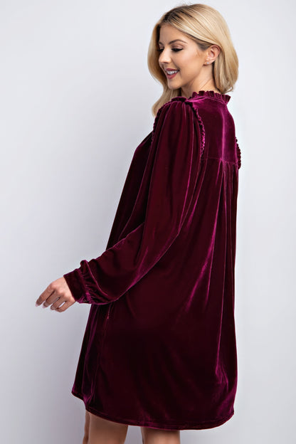Mini Ruffle Detailing Velvet Dress - Tigbuls Variety Fashion