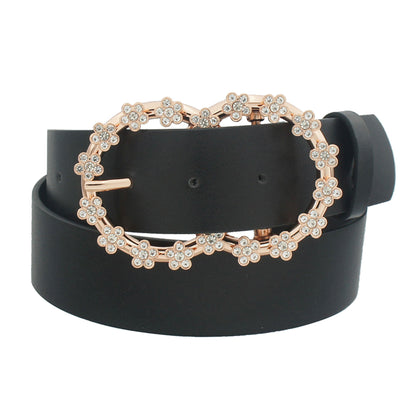 3d Rhinestone Flower Double Circle Belt - Tigbuls Variety Fashion