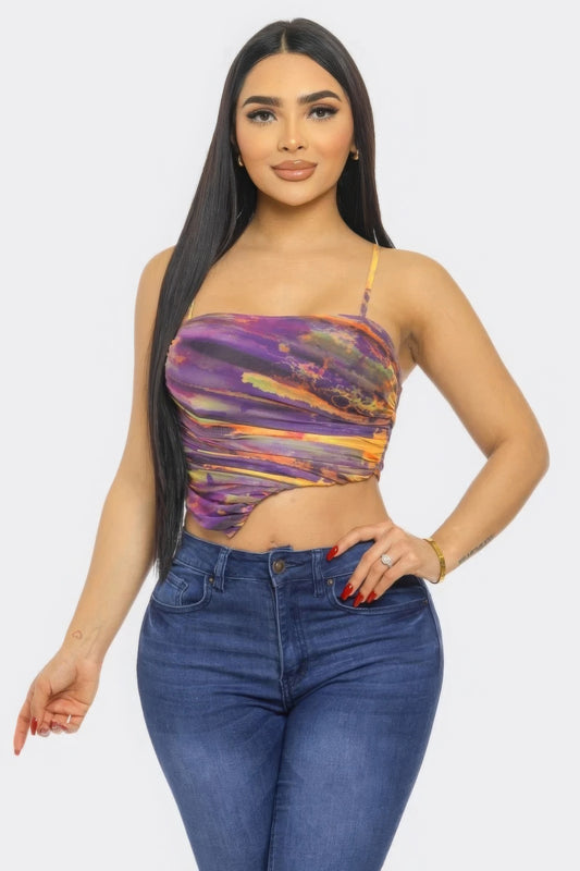 Mesh Print Top - Tigbuls Variety Fashion