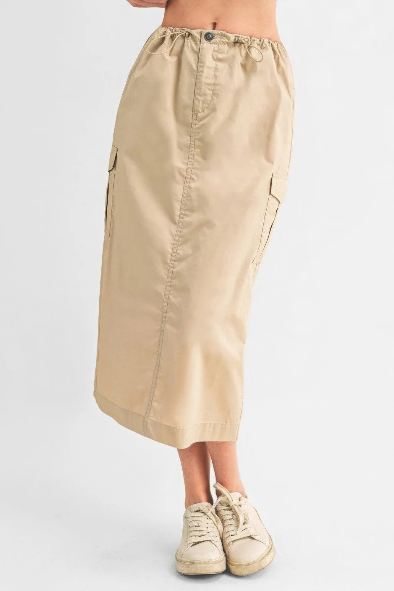 Cargo Skirt With Drawstring Midi Skirt - Tigbuls Variety Fashion