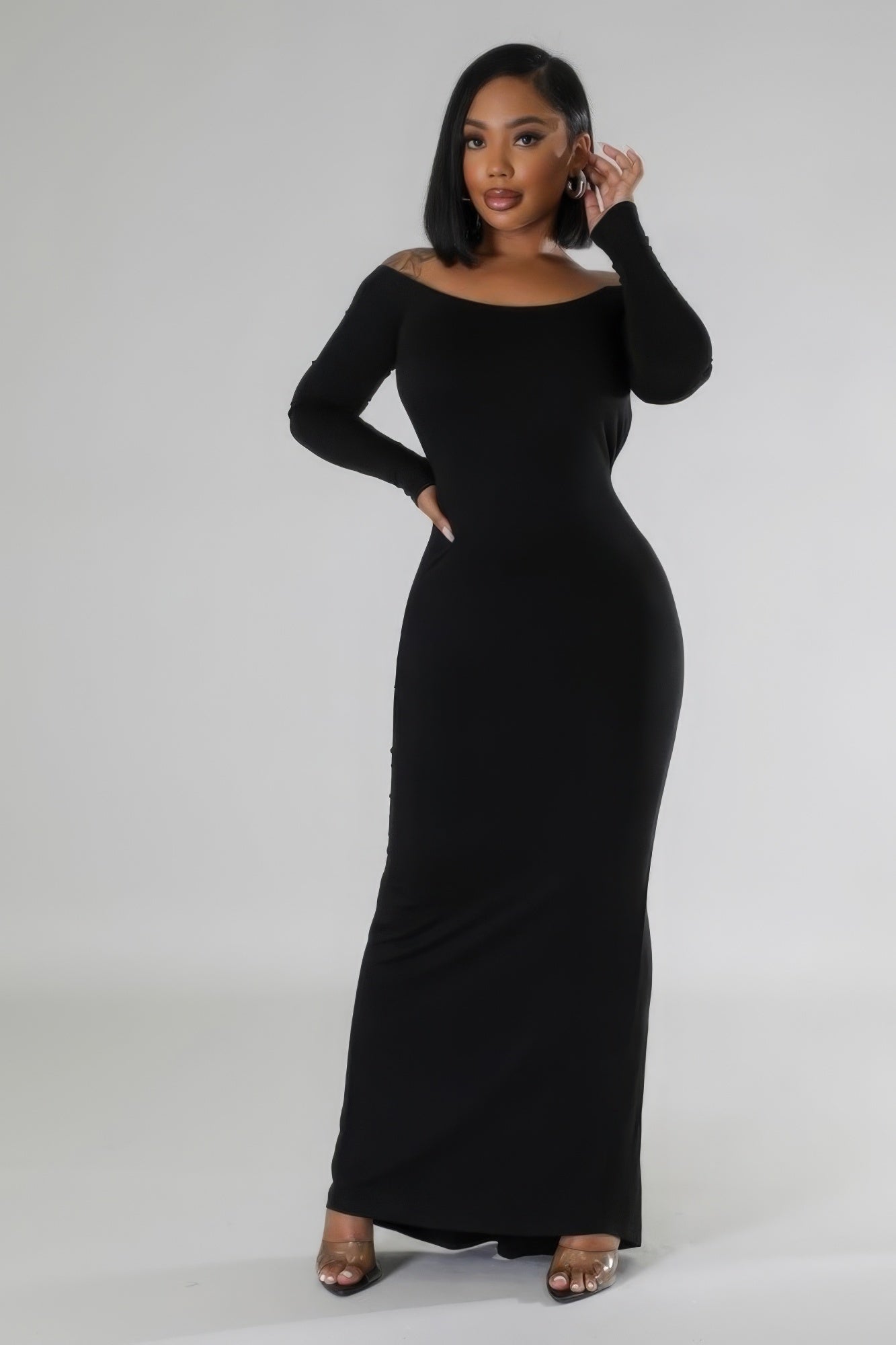 Long Sleeves Stretch Dress - Tigbuls Variety Fashion