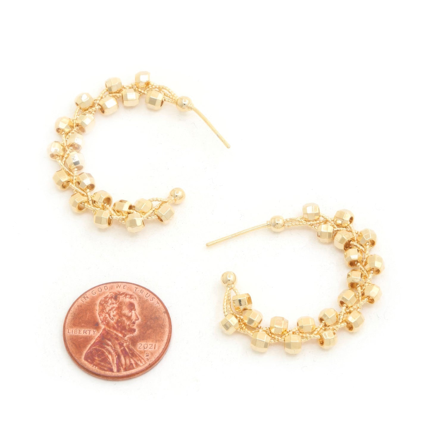 Sodajo Beaded Open Hoop Gold Dipped Earring - Tigbuls Variety Fashion