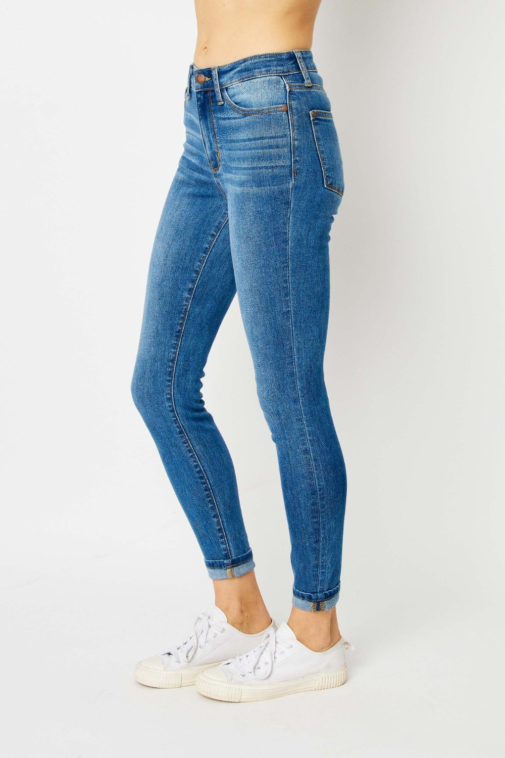 Judy Blue Cuffed Hem Skinny Jeans - Tigbuls Variety Fashion