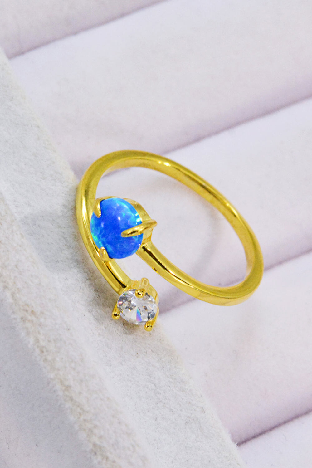 Opal and Zircon Open Ring - Tigbul's Fashion
