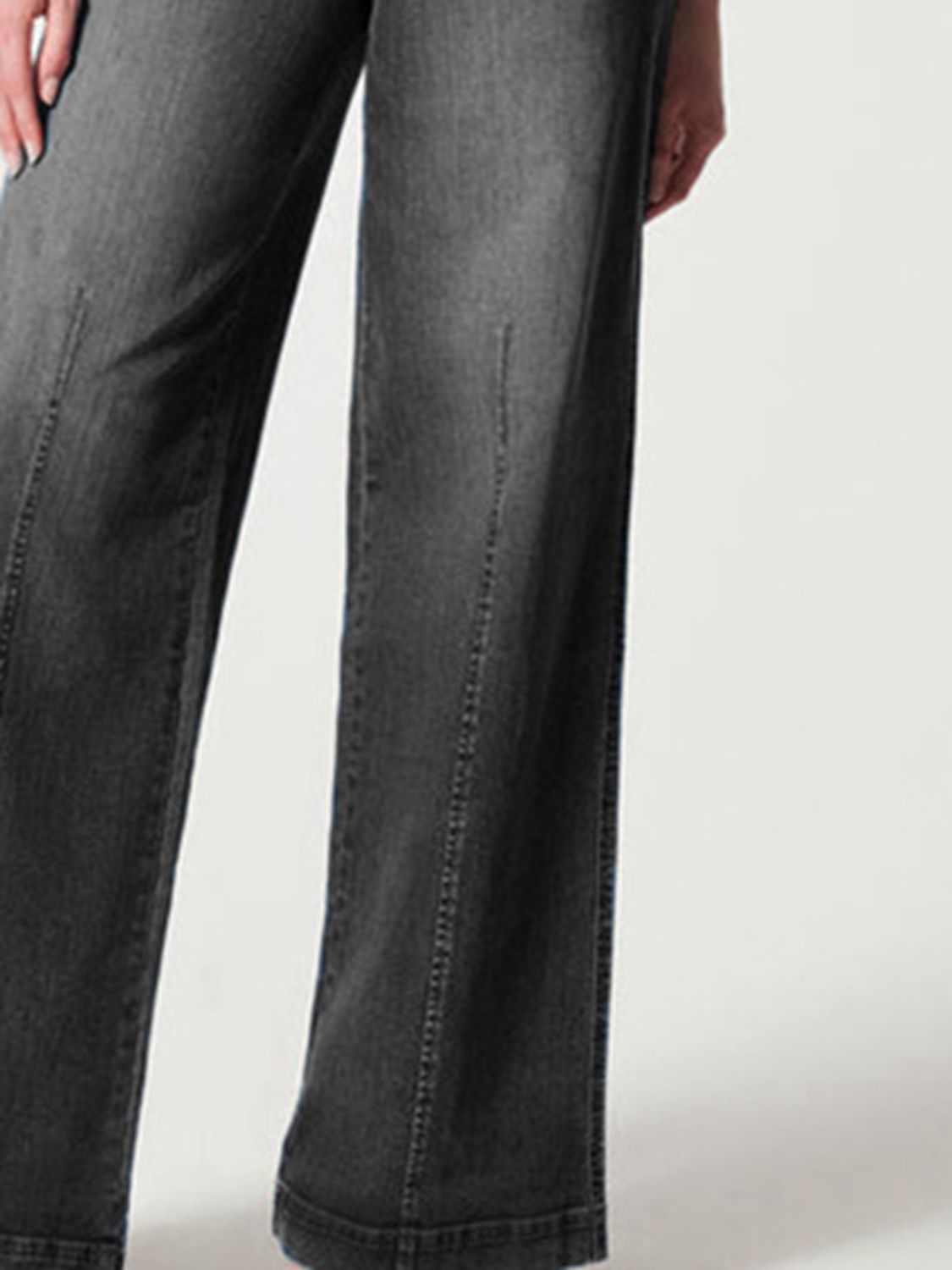 Pull On Wide Leg Long Flared Jeans - Tigbul's Fashion