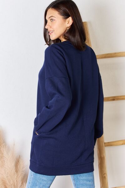 Zenana Oversized Round Neck Long Sleeve Sweatshirt - Tigbuls Variety Fashion