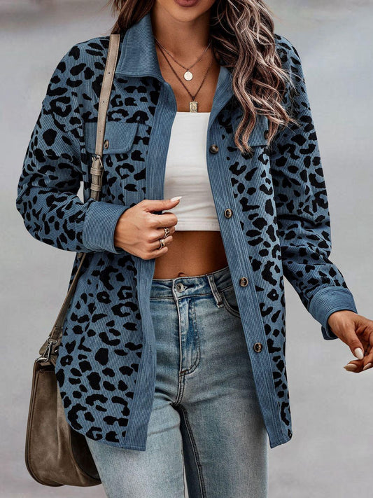 Full Size Leopard Buttoned Jacket - Tigbuls Variety Fashion
