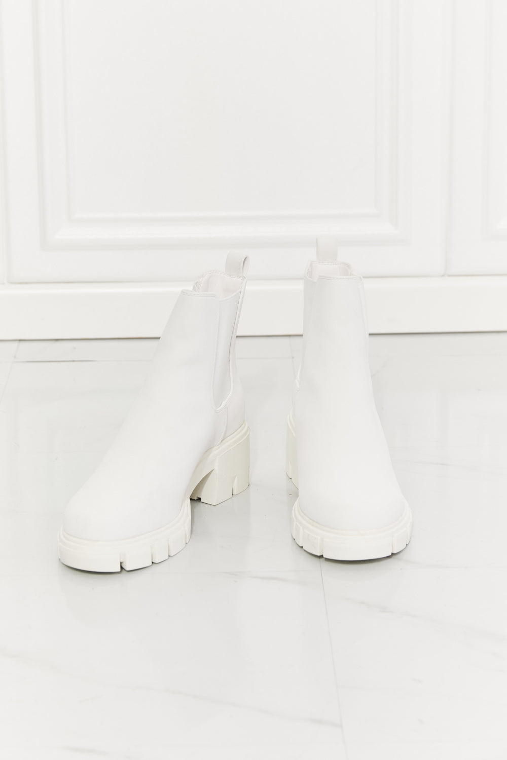 Matte Lug Sole Chelsea Boots in White | Tigbul's Variety Fashion