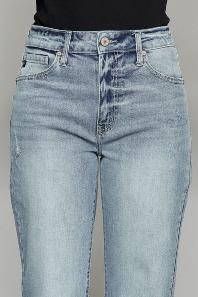 Kancan High Waist Raw Hem Cropped Wide Leg Jeans - Tigbuls Variety Fashion