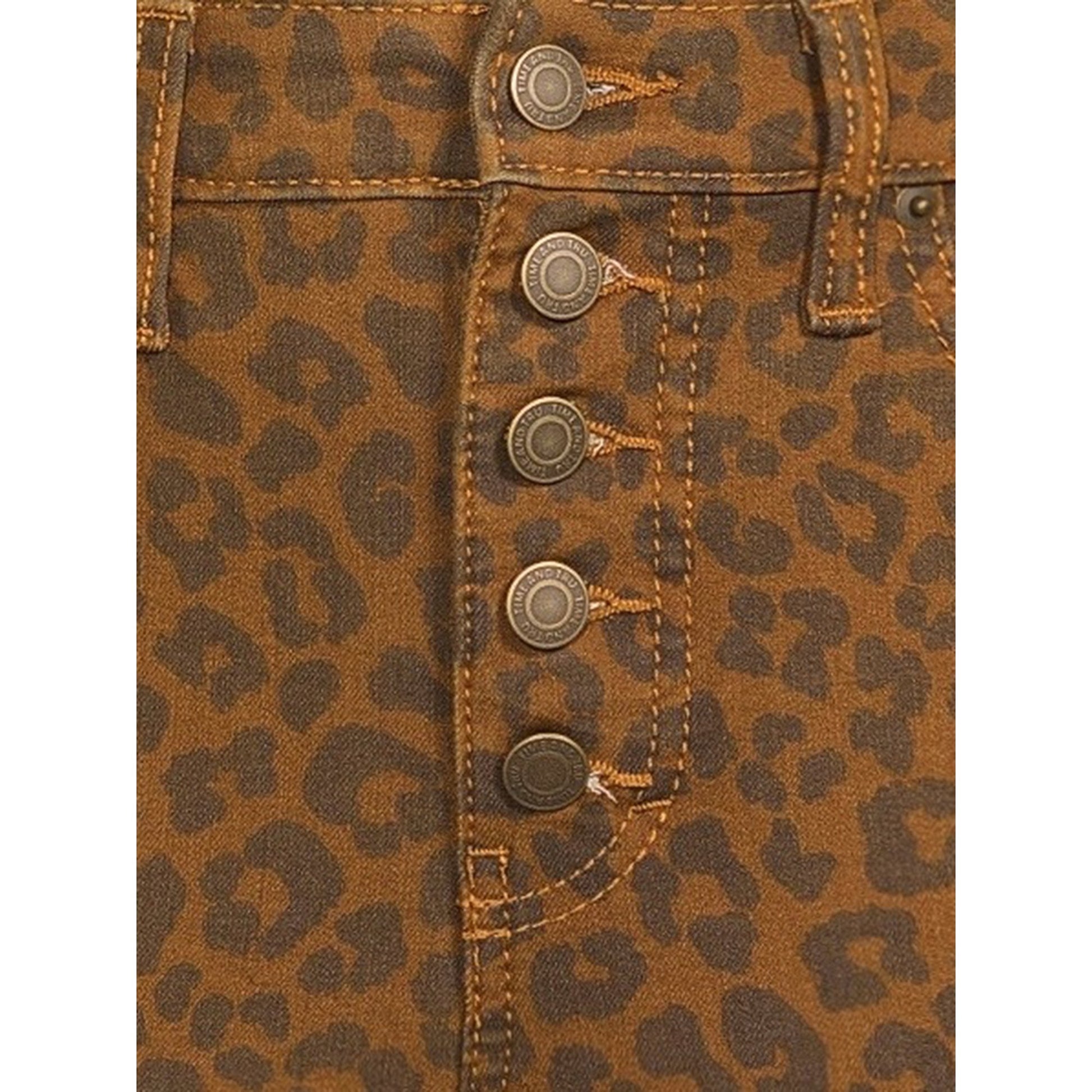 Size 4 Brown Animal Print Button Fly High Rise Jeans | Tigbuls Variety