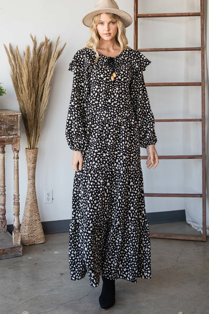 Black/White Bohemian Maxi Dress - Tigbul's Variety Fashion Shop