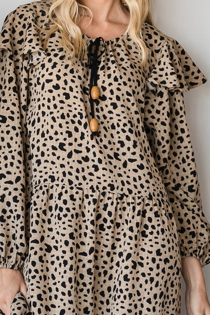 Bohemian Long Sleeve Maxi Dress in Black/Mocha - Tigbul's Variety Fashion Shop