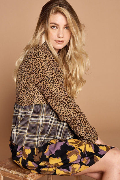 Cheetah Print Button-down Collard Shirt Dress - Tigbul's Variety Fashion Shop