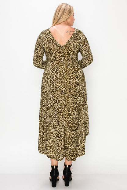 Cheetah Print Dress Featuring High Low Hem - Tigbul's Variety Fashion Shop