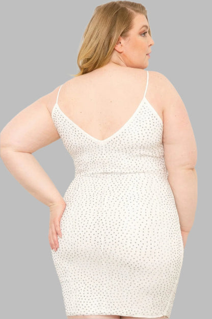 Rhinestone Body Plus Size Mini Dress - Tigbul's Variety Fashion Shop