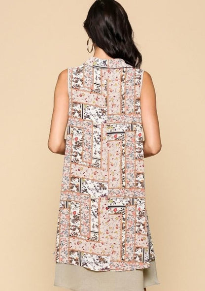 Size Small, Sleeveless Collared Printed Dress - Tigbul's Variety Fashion Shop