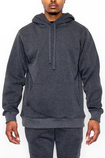 Men's Charcoal Gray Fleece Pullover Hoodie - Tigbul's Variety Fashion Shop