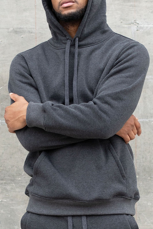 Men's Charcoal Gray Fleece Pullover Hoodie - Tigbul's Variety Fashion Shop