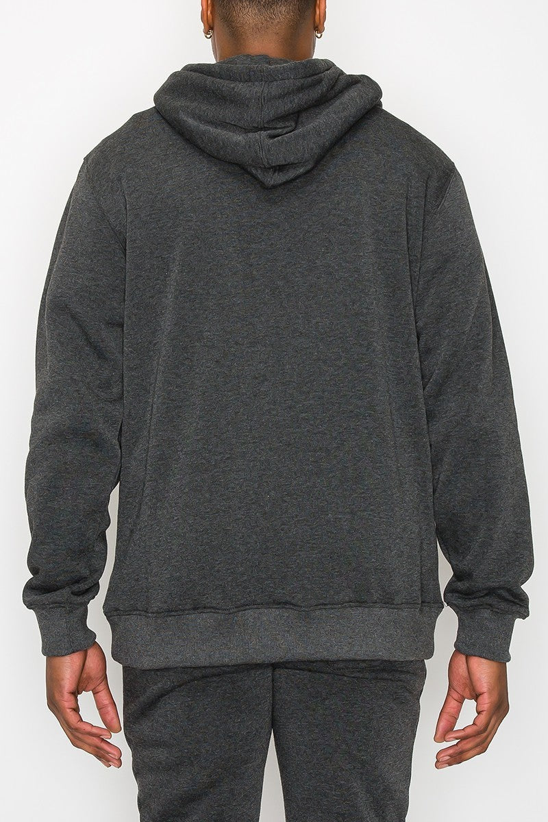 Men's Charcoal Gray Fleece Pullover Hoodie - Tigbul's Variety Fashion Shop