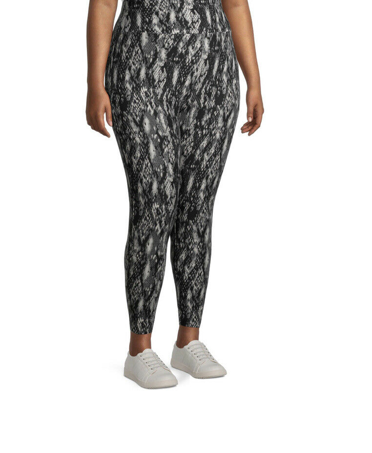 2XL snake-print leggings in black multicolor, high-rise waistband