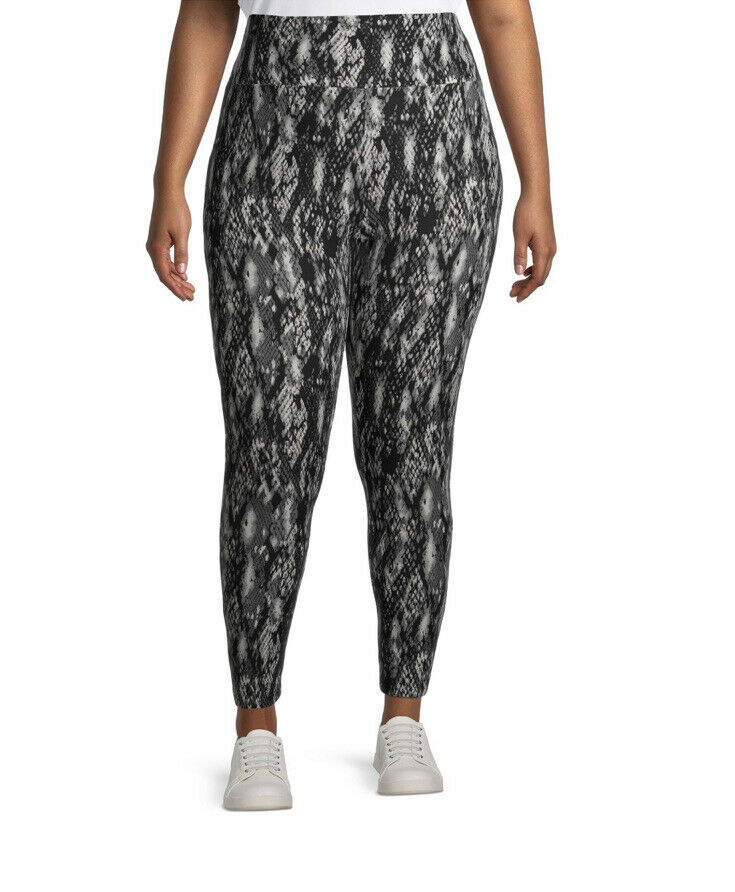 2XL snake-print leggings, black multicolor, tapered ankle fit
