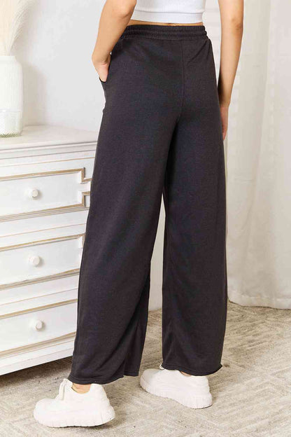 Charcoal Color Wide Leg Pocketed Pants - Tigbul's Variety Fashion Shop