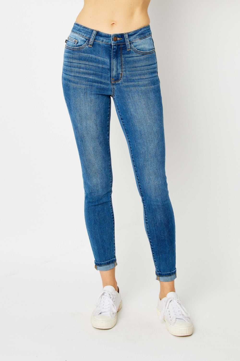 Judy Blue Cuffed Hem Skinny Jeans up to size 24W - Tigbul's Variety Fashion Shop