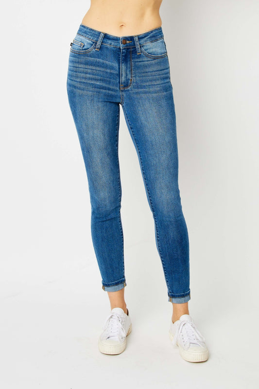 Judy Blue Cuffed Hem Skinny Jeans up to size 24W - Tigbul's Variety Fashion Shop
