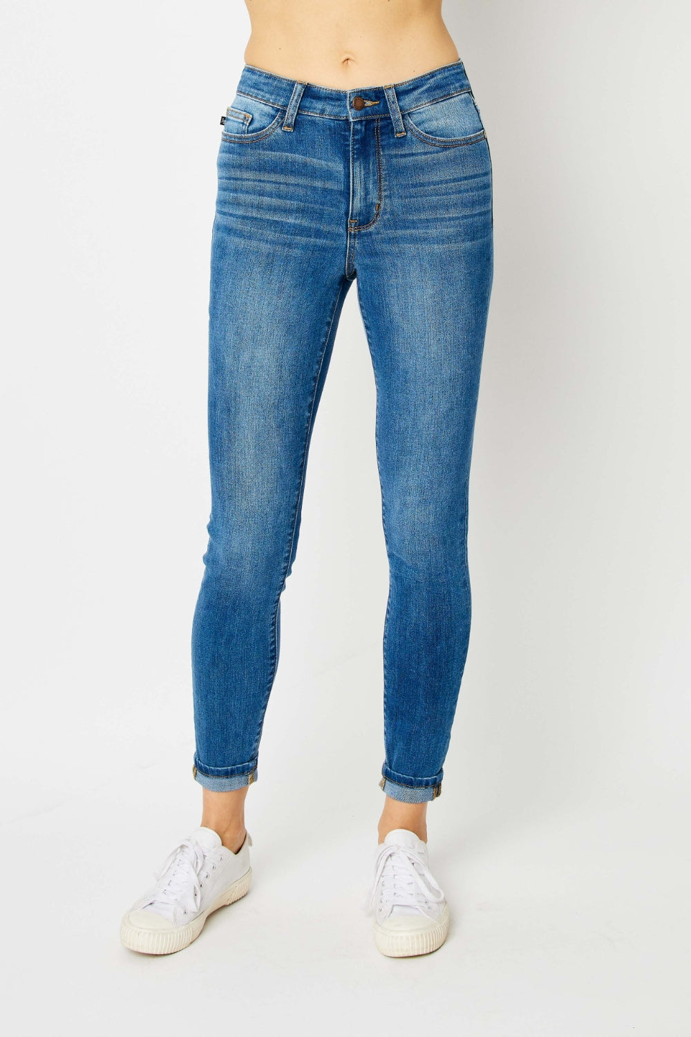 Judy Blue Cuffed Hem Skinny Jeans up to size 24W - Tigbul's Variety Fashion Shop