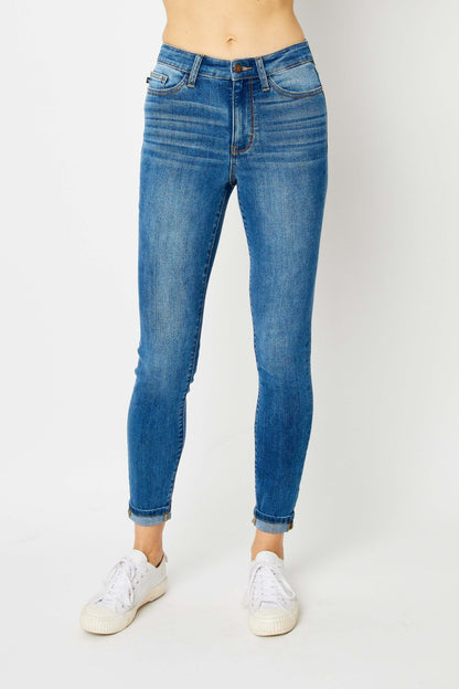 Judy Blue Cuffed Hem Skinny Jeans up to size 24W - Tigbul's Variety Fashion Shop