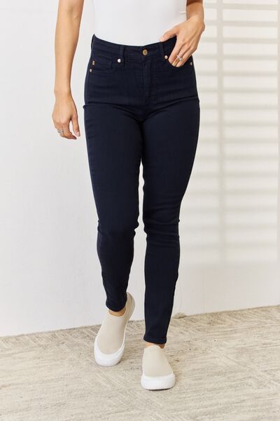 Judy Blue Garment Dyed Navy Tummy Control Skinny Jeans - Tigbul's Variety Fashion Shop