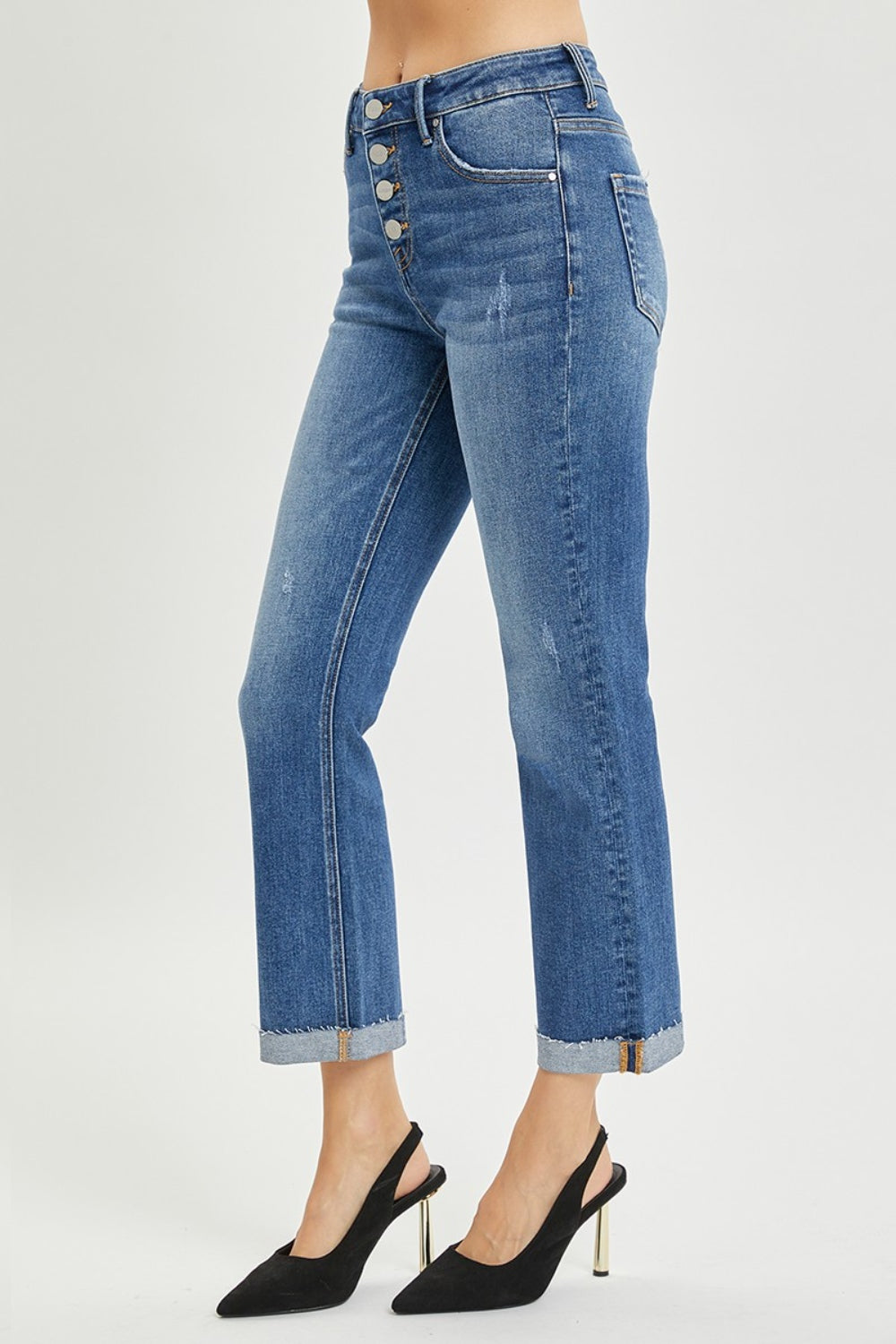 Size 0(24) - 3XL Button Fly Cropped Bootcut Jeans - Tigbul's Variety Fashion Shop
