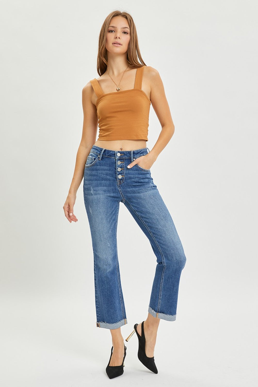 Size 0(24) - 3XL Button Fly Cropped Bootcut Jeans - Tigbul's Variety Fashion Shop