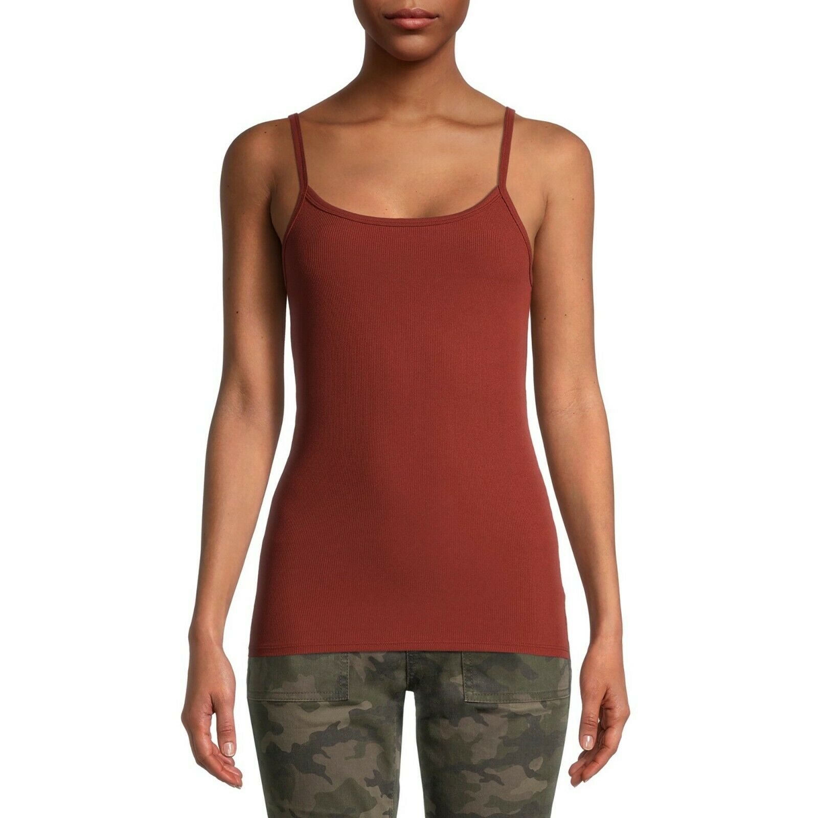 Size Large Brown Ribbed Cami Tank Top | Tigbuls Variety Fashion