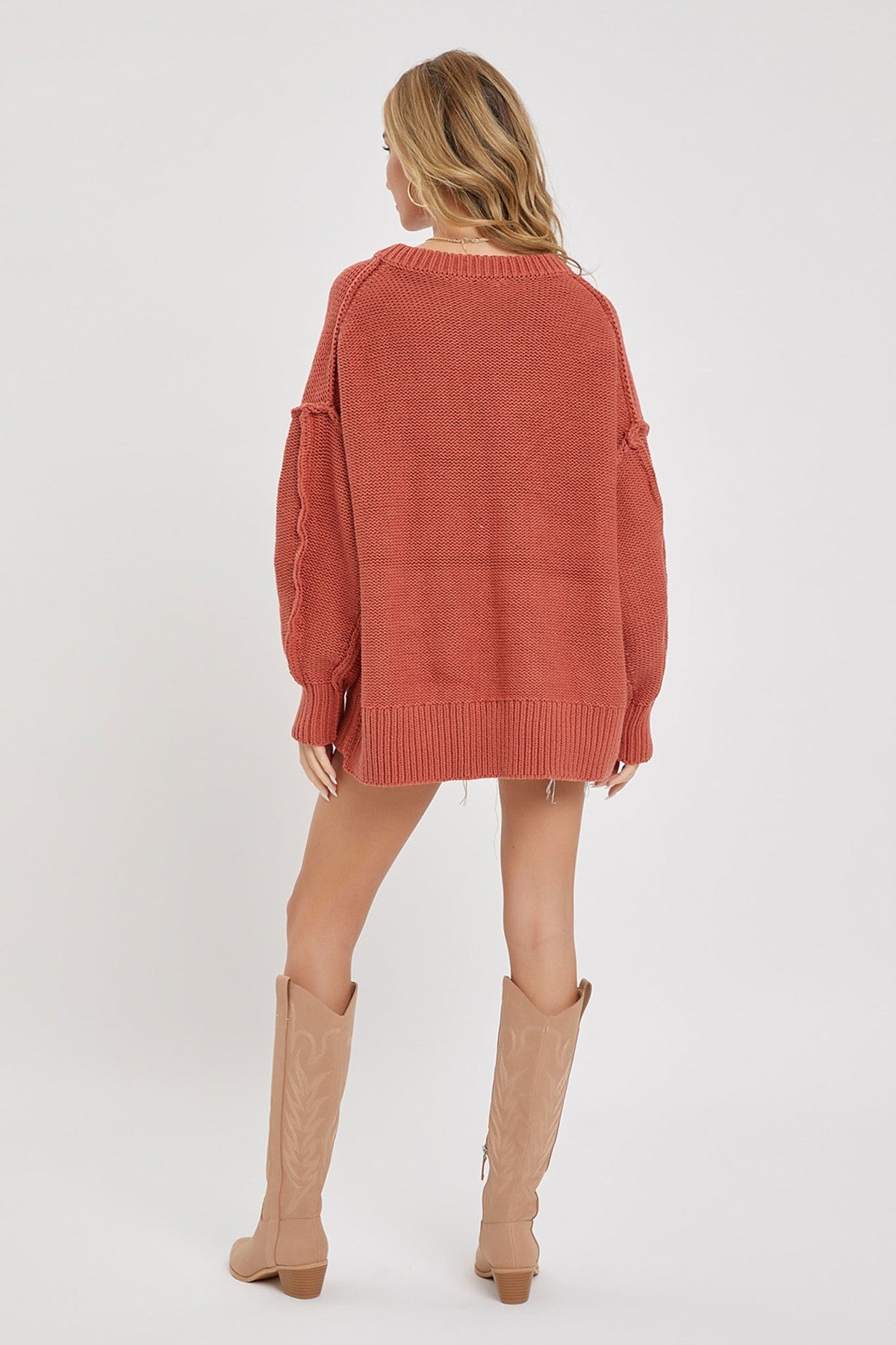 V Neck Oversized Sweater - Tigbul's Variety Fashion Shop