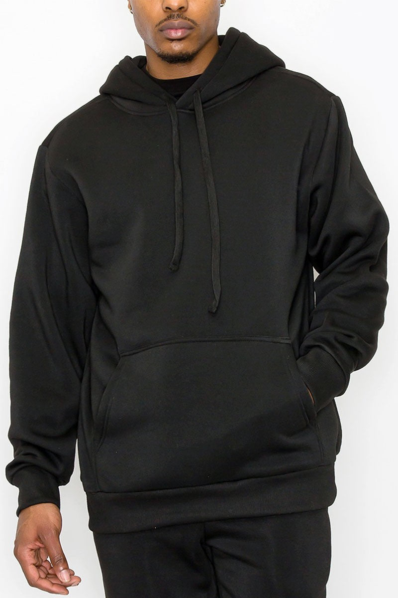 Men's Black Fleece Pullover Hoodie Sweatshirt - Tigbul's Variety Fashion Shop
