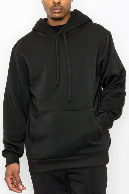 Men's Black Fleece Pullover Hoodie Sweatshirt - Tigbul's Variety Fashion Shop