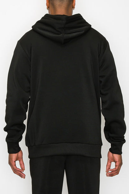 Men's Black Fleece Pullover Hoodie Sweatshirt - Tigbul's Variety Fashion Shop