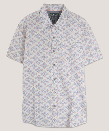 Men's Geo Tile Collared Button-Down Shirt - Tigbul's Variety Fashion Shop