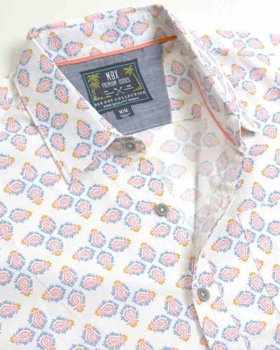 Men's Geo Tile Collared Button-Down Shirt - Tigbul's Variety Fashion Shop