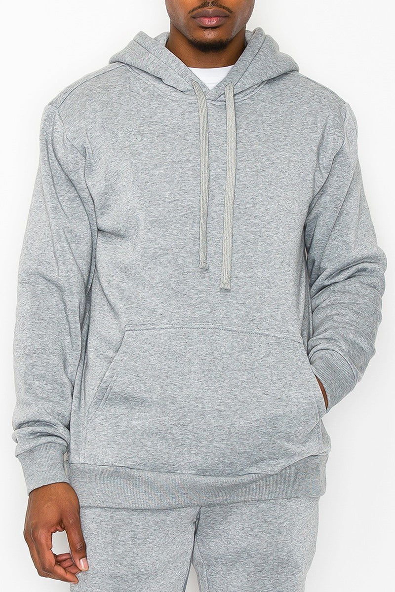 Men's Heather Grey Fleece Pullover Hooded Sweatshirt - Tigbul's Variety Fashion Shop