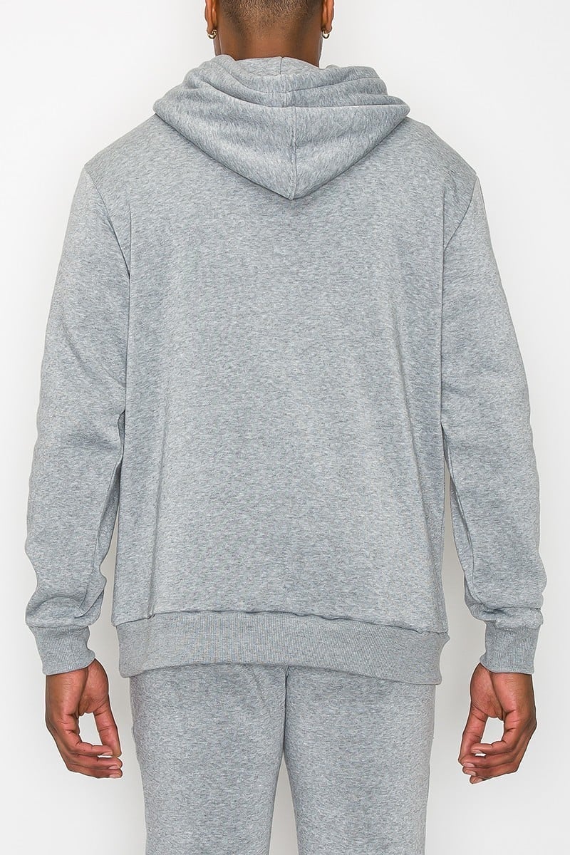 Men's Heather Grey Fleece Pullover Hooded Sweatshirt - Tigbul's Variety Fashion Shop