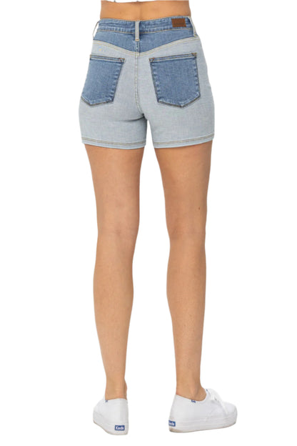 Judy Blue Full Size Color Block Denim Shorts - Tigbul's Variety Fashion Shop