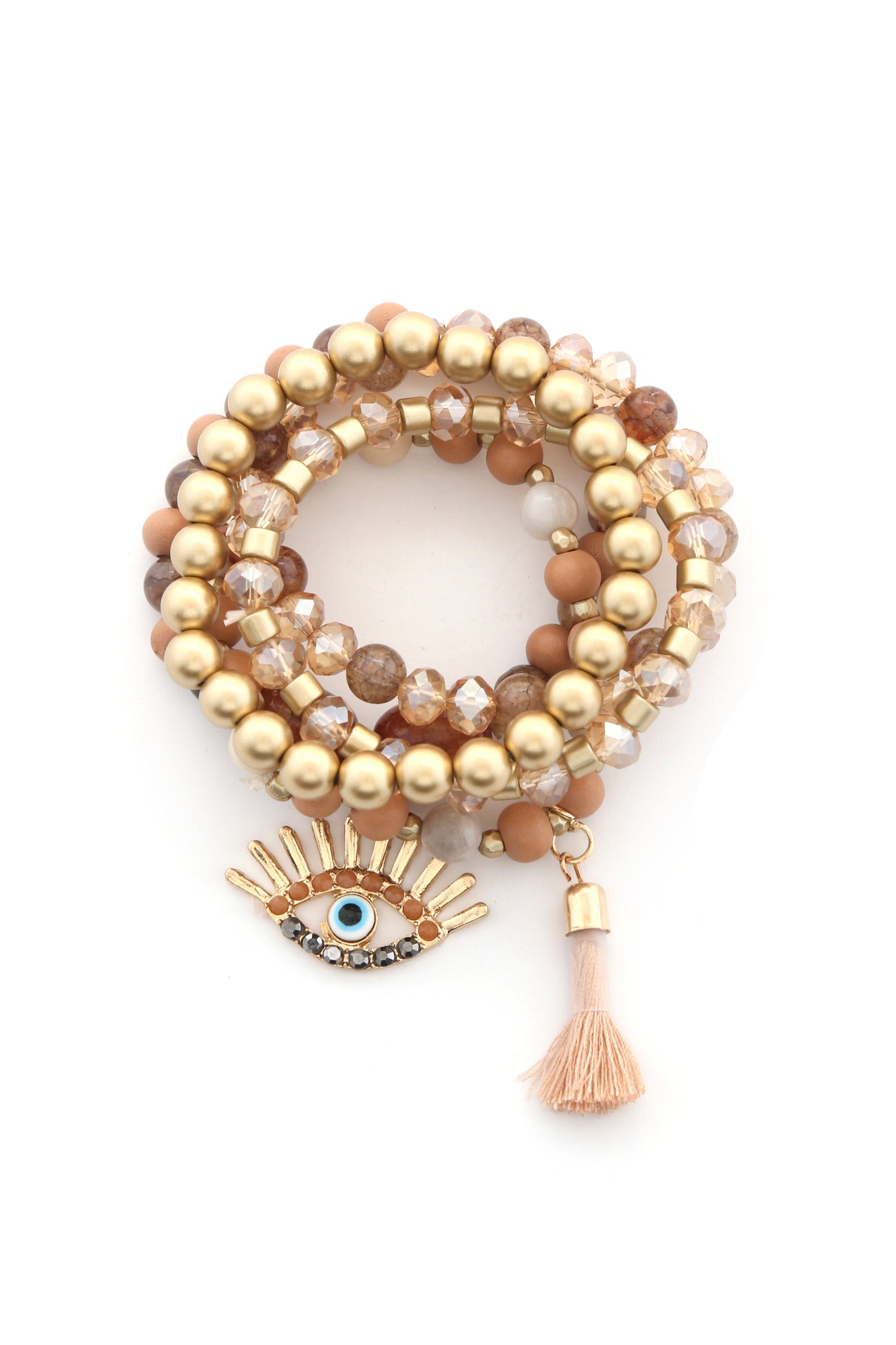 Evil Eye Bead Tassel Bracelet Set - Tigbul's Variety Fashion Shop