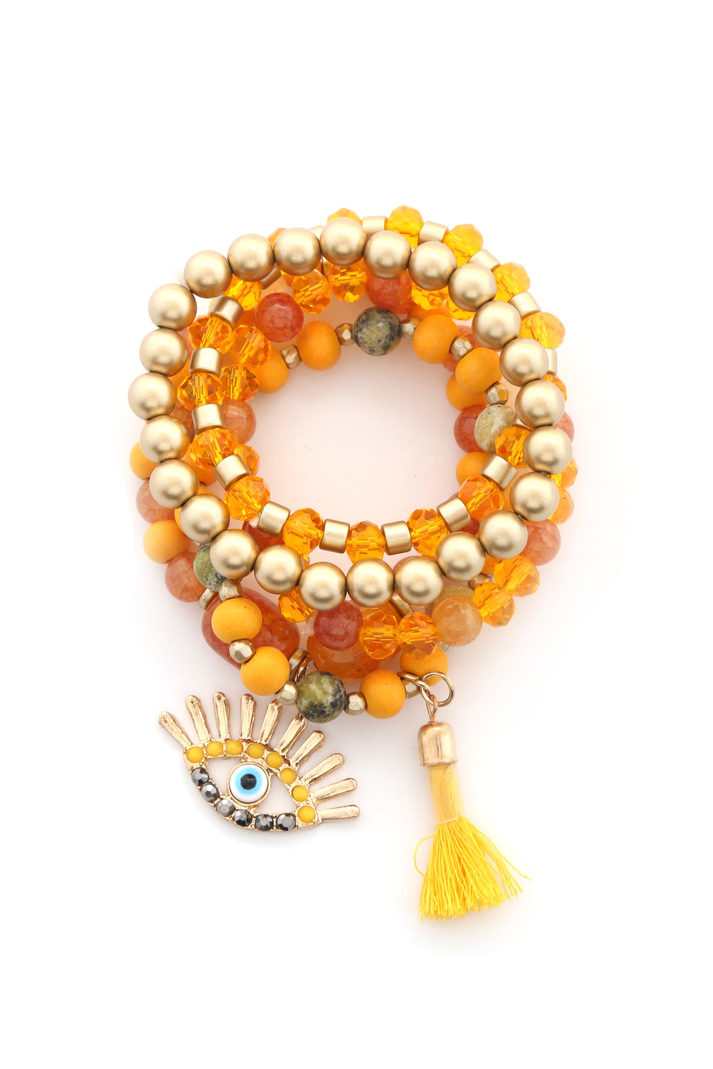 Evil Eye Bead Tassel Bracelet Set - Tigbul's Variety Fashion Shop
