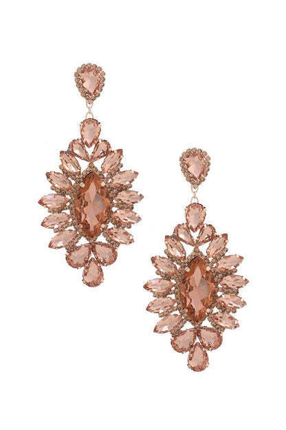 Marquise Rhinestone Dangle Earrings 4.25" - Tigbul's Variety Fashion Shop