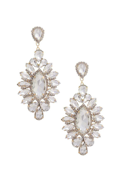 Marquise Rhinestone Dangle Earrings 4.25" - Tigbul's Variety Fashion Shop