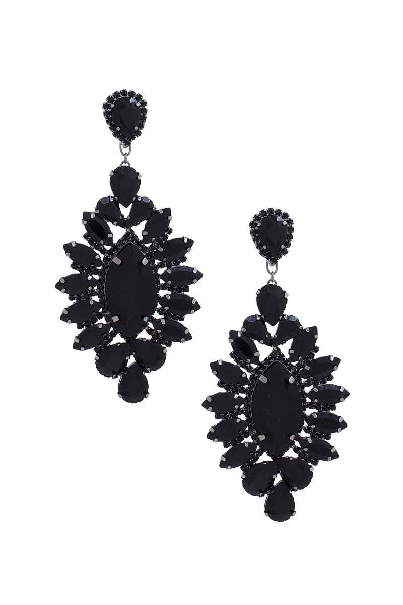 Marquise Rhinestone Dangle Earrings 4.25" - Tigbul's Variety Fashion Shop