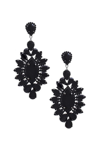 Marquise Rhinestone Dangle Earrings 4.25" - Tigbul's Variety Fashion Shop